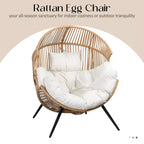 Celebalcony Wicker Egg Chair - Rattan Patio Chair with Cushion, Indoor-Outdoor Lounge Egg Basket Seat for Living Room,Bedroom,Patio,Backyard