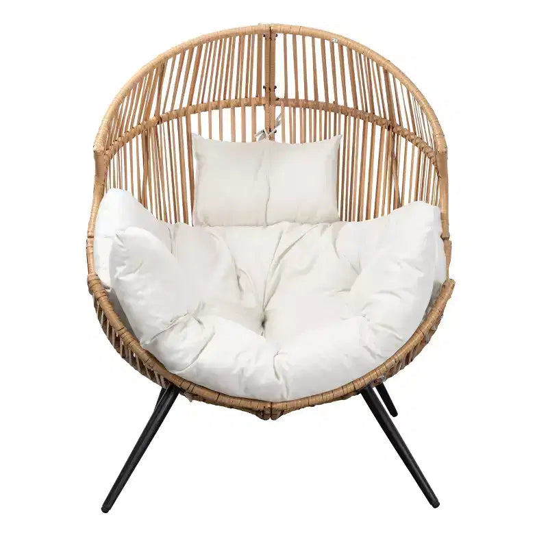 Celebalcony Wicker Egg Chair - Rattan Patio Chair with Cushion, Indoor-Outdoor Lounge Egg Basket Seat for Living Room,Bedroom,Patio,Backyard