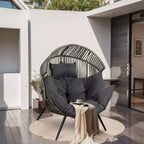 Celebalcony Wicker Egg Chair - Rattan Patio Chair with Cushion, Indoor-Outdoor Lounge Egg Basket Seat for Living Room,Bedroom,Patio,Backyard