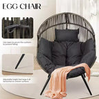 Celebalcony Wicker Egg Chair - Rattan Patio Chair with Cushion, Indoor-Outdoor Lounge Egg Basket Seat for Living Room,Bedroom,Patio,Backyard