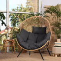 Celebalcony Wicker Egg Chair - Rattan Patio Chair with Cushion, Indoor-Outdoor Lounge Egg Basket Seat for Living Room,Bedroom,Patio,Backyard