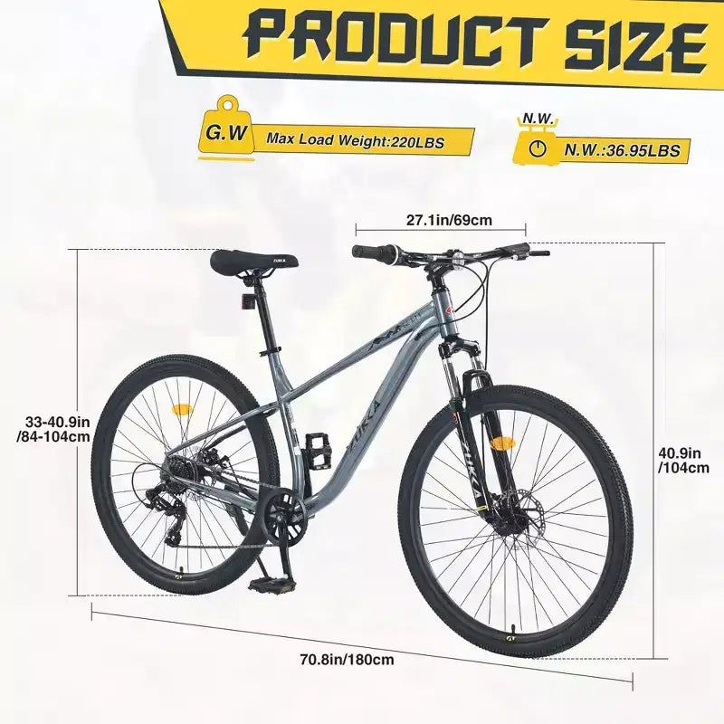 Okak 29IN Mountain Bike a Velocità Singola, Bici per Adulti con Telaio in Acciaio e Sospensione Anteriore, Bici da Uomo per Pendolarismo, Viaggi, Montagna