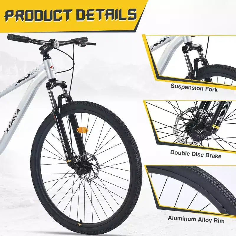 Okak 29IN Mountain Bike a Velocità Singola, Bici per Adulti con Telaio in Acciaio e Sospensione Anteriore, Bici da Uomo per Pendolarismo, Viaggi, Montagna