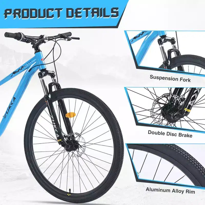 Okak 29IN Mountain Bike a Velocità Singola, Bici per Adulti con Telaio in Acciaio e Sospensione Anteriore, Bici da Uomo per Pendolarismo, Viaggi, Montagna