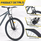 Okak 29IN Mountain Bike a Velocità Singola, Bici per Adulti con Telaio in Acciaio e Sospensione Anteriore, Bici da Uomo per Pendolarismo, Viaggi, Montagna