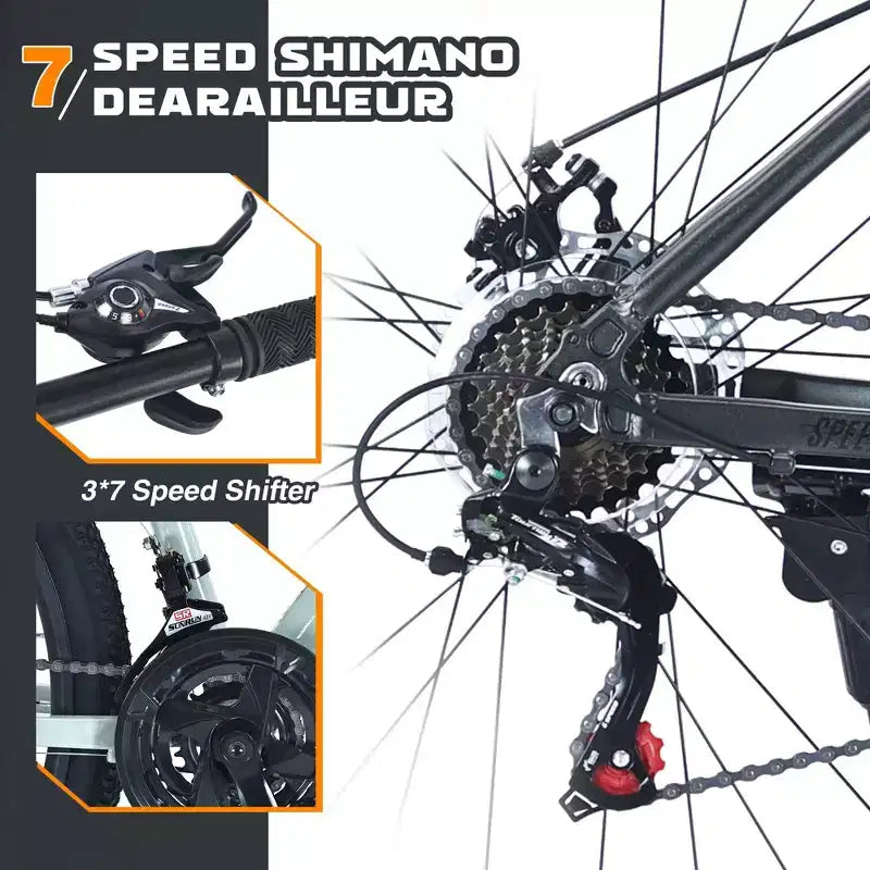 Mountain Bike Okak da 27.5 pollici con telaio in lega di alluminio, bici da cross per ragazzi con cambio a 21 velocità e sospensione anteriore, bicicletta per bambini e adulti