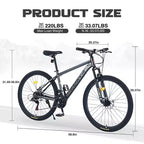 Mountain Bike Okak da 27.5 pollici con telaio in lega di alluminio, bici da cross per ragazzi con cambio a 21 velocità e sospensione anteriore, bicicletta per bambini e adulti