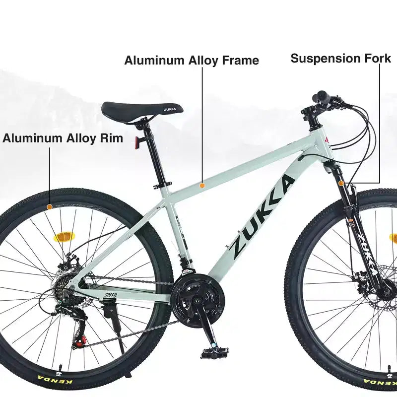 Mountain Bike Okak da 27.5 pollici con telaio in lega di alluminio, bici da cross per ragazzi con cambio a 21 velocità e sospensione anteriore, bicicletta per bambini e adulti