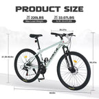 Mountain Bike Okak da 27.5 pollici con telaio in lega di alluminio, bici da cross per ragazzi con cambio a 21 velocità e sospensione anteriore, bicicletta per bambini e adulti