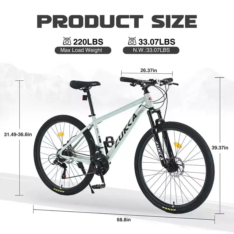 Mountain Bike Okak da 27.5 pollici con telaio in lega di alluminio, bici da cross per ragazzi con cambio a 21 velocità e sospensione anteriore, bicicletta per bambini e adulti