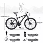Mountain Bike Okak da 27.5 pollici con telaio in lega di alluminio, bici da cross per ragazzi con cambio a 21 velocità e sospensione anteriore, bicicletta per bambini e adulti