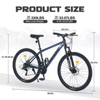 Mountain Bike Okak da 27.5 pollici con telaio in lega di alluminio, bici da cross per ragazzi con cambio a 21 velocità e sospensione anteriore, bicicletta per bambini e adulti