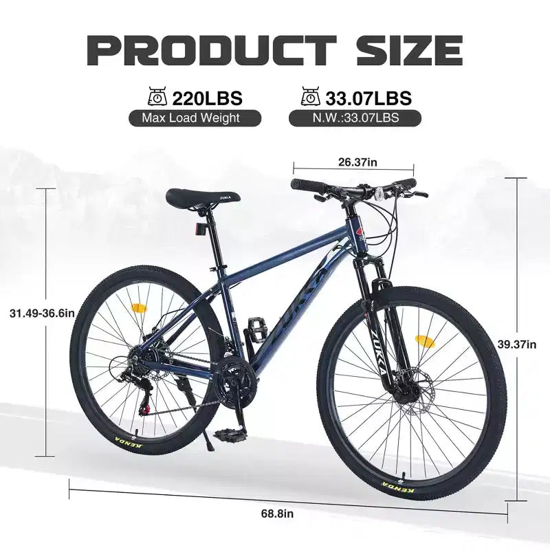 Mountain Bike Okak da 27.5 pollici con telaio in lega di alluminio, bici da cross per ragazzi con cambio a 21 velocità e sospensione anteriore, bicicletta per bambini e adulti
