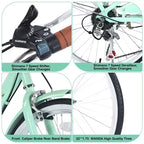 Bici da crociera Okak 22 pollici con cestino anteriore, bici da ragazza con telaio in acciaio, freno a V e sella comfort, bici per adulti per ragazze e donne