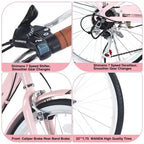 Bici da crociera Okak 22 pollici con cestino anteriore, bici da ragazza con telaio in acciaio, freno a V e sella comfort, bici per adulti per ragazze e donne