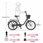 Bici da crociera Okak 22 pollici con cestino anteriore, bici da ragazza con telaio in acciaio, freno a V e sella comfort, bici per adulti per ragazze e donne