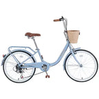 Bici da crociera Okak 22 pollici con cestino anteriore, bici da ragazza con telaio in acciaio, freno a V e sella comfort, bici per adulti per ragazze e donne