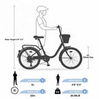 Bici da crociera Okak 22 pollici con cestino anteriore, bici da ragazza con telaio in acciaio, freno a V e sella comfort, bici per adulti per ragazze e donne