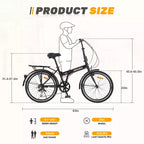Bicicletta Pieghevole Okak 24IN con 7 Velocità e Telaio in Acciaio, Biciclette Cruiser con Portapacchi Posteriore e Parafango, Bici per Adulti per Viaggi e Pendolarismo