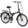 Bicicletta Pieghevole Okak 24IN con 7 Velocità e Telaio in Acciaio, Biciclette Cruiser con Portapacchi Posteriore e Parafango, Bici per Adulti per Viaggi e Pendolarismo