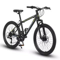 Bicicletta da montagna Okak 24IN con telaio in acciaio, bicicletta per bambini con cambio Shimano a 21 velocità, freni a disco doppi e sospensione anteriore, bicicletta per ragazzi