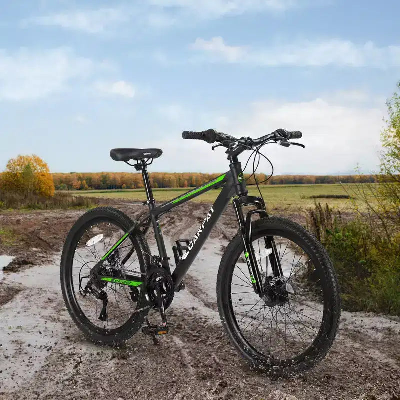 Mountain bike Okak 26" con 21 velocità e freni a disco, bici da cross per ragazzi con telaio in acciaio ad alto tenore di carbonio, bici da uomo per adulti e adolescenti