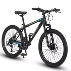 Mountain bike Okak 26" con 21 velocità e freni a disco, bici da cross per ragazzi con telaio in acciaio ad alto tenore di carbonio, bici da uomo per adulti e adolescenti