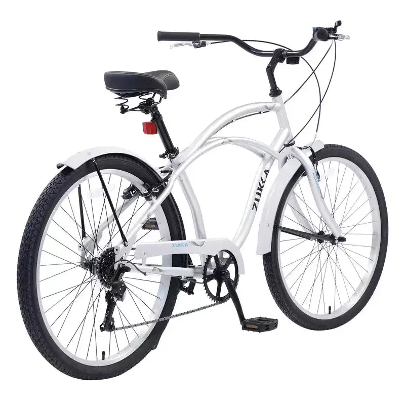 Okak Bici Cruiser da Spiaggia da 26 pollici con Sistema a 7 velocità, Bici da Uomo con Freni a V Anteriori e Posteriori, Bicicletta con Telaio in Metallo per Adolescenti e Adulti