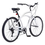 Okak Bici Cruiser da Spiaggia da 26 pollici con Sistema a 7 velocità, Bici da Uomo con Freni a V Anteriori e Posteriori, Bicicletta con Telaio in Metallo per Adolescenti e Adulti