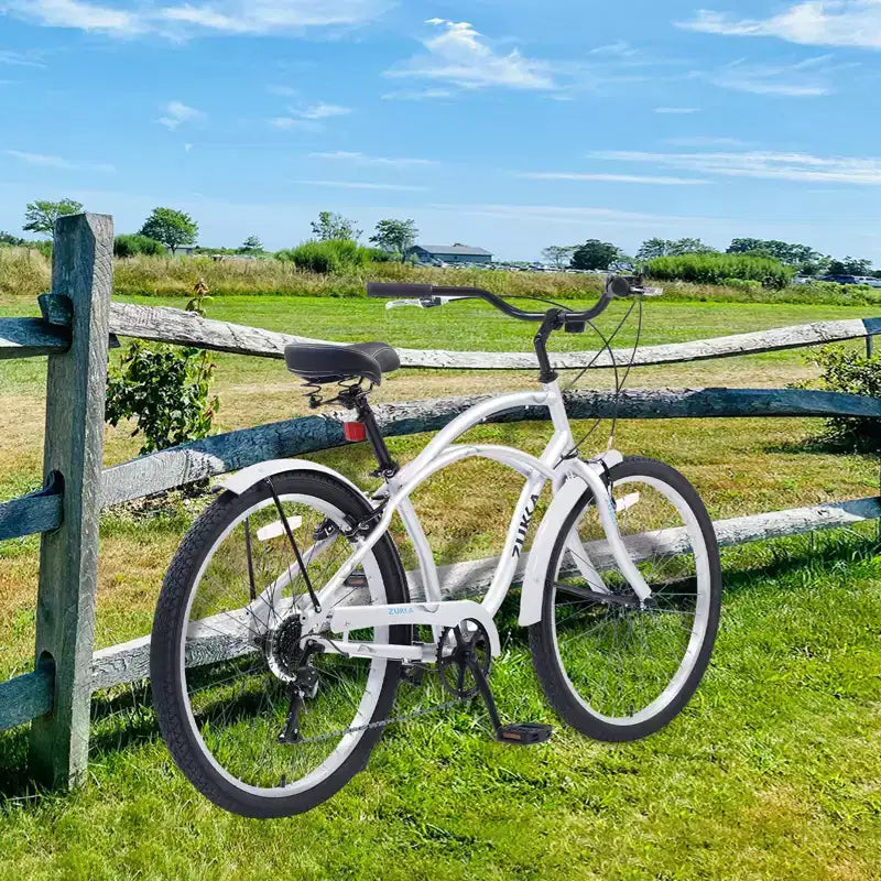 Okak Bici Cruiser da Spiaggia da 26 pollici con Sistema a 7 velocità, Bici da Uomo con Freni a V Anteriori e Posteriori, Bicicletta con Telaio in Metallo per Adolescenti e Adulti