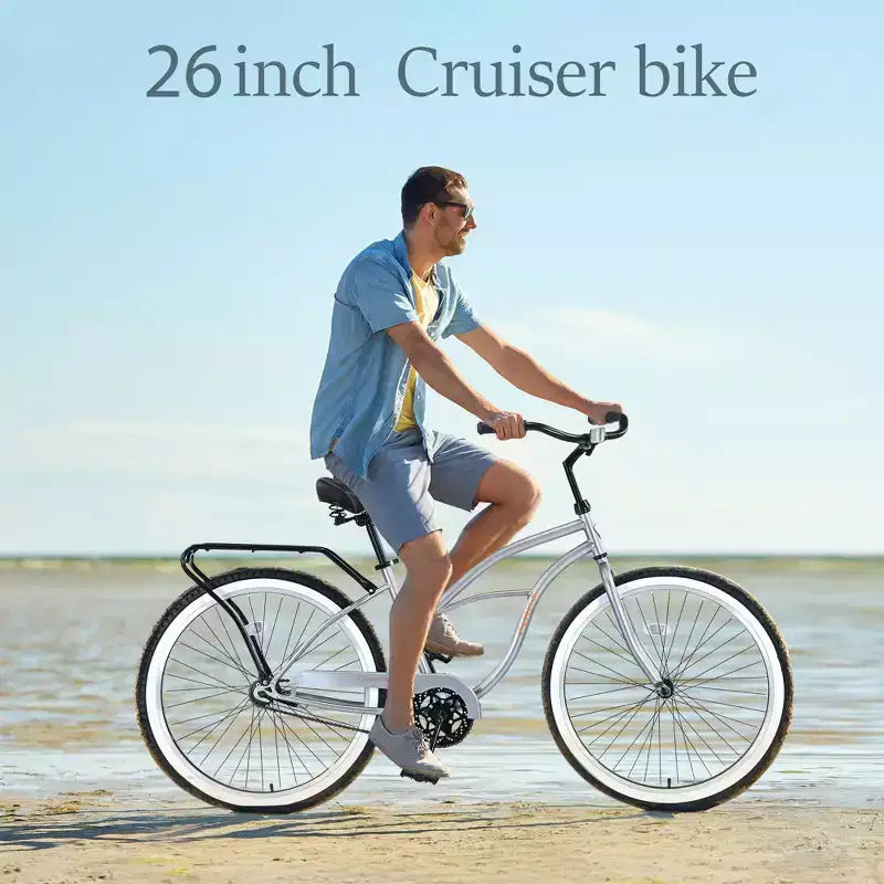 Okak 26IN Biciclette Cruiser a velocità singola con telaio in acciaio, bicicletta per adulti con ruote larghe e freno a contropedale posteriore, bicicletta per uomini e donne