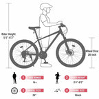 Bicicletta Okak 26 pollici per adulti con 24 velocità e forcella ammortizzata, mountain bike con pneumatici KENDA e freno a disco, bici fat tire per uomo e donna