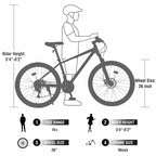 Bicicletta Okak 26 pollici per adulti con 24 velocità e forcella ammortizzata, mountain bike con pneumatici KENDA e freno a disco, bici fat tire per uomo e donna