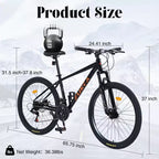 Bicicletta Okak 26 pollici per adulti con 24 velocità e forcella ammortizzata, mountain bike con pneumatici KENDA e freno a disco, bici fat tire per uomo e donna