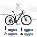 Mountain bike Okak 29IN con sistema a 8 velocità, bici da cross con telaio in acciaio e sospensione anteriore, bici per adulti per uomo, donna, ragazzo e ragazza