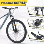 Mountain bike Okak 29IN con sistema a 8 velocità, bici da cross con telaio in acciaio e sospensione anteriore, bici per adulti per uomo, donna, ragazzo e ragazza