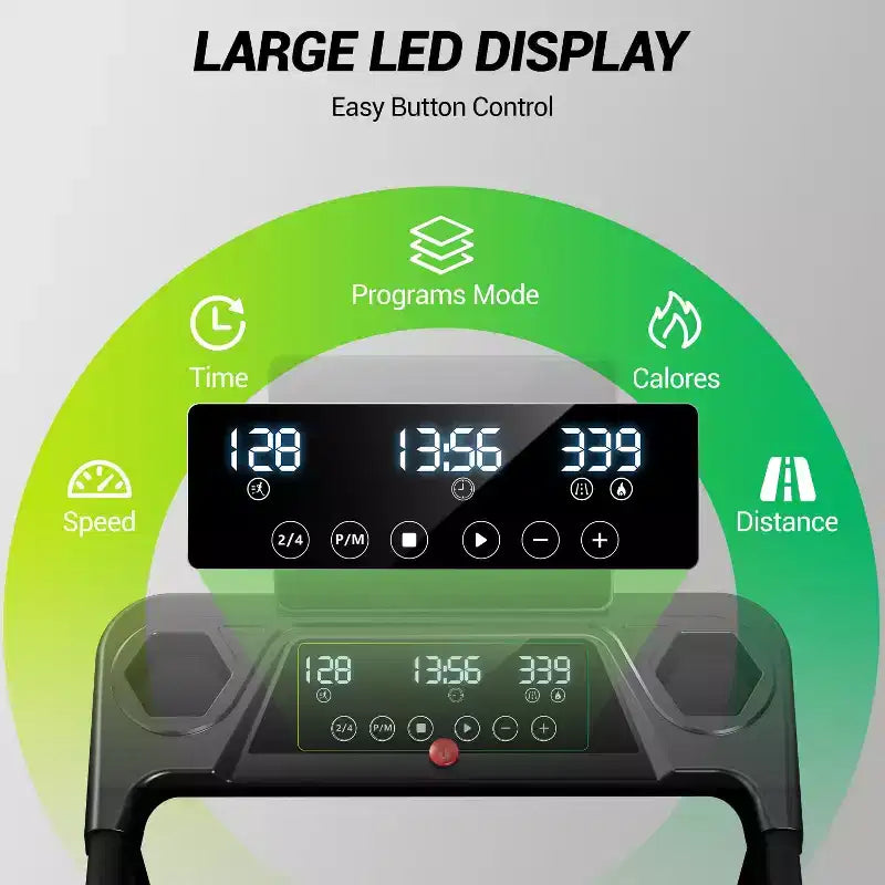 Tapis roulant per casa con inclinazione del 16% e maniglione, tapis roulant pieghevole silenzioso da 3.0HP con schermo a LED e ampia capacità