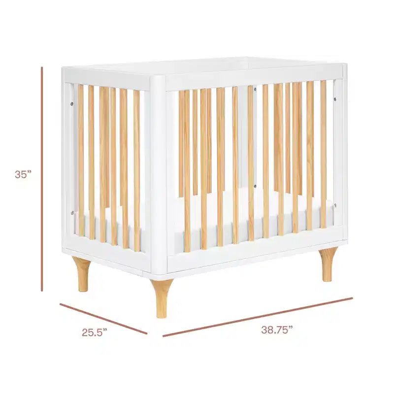 Babyletto Lolly Mini Culla e Lettino Singolo Convertibile 4-in-1 con Kit di Conversione per Lettino per Bambini - Bianco e Naturale