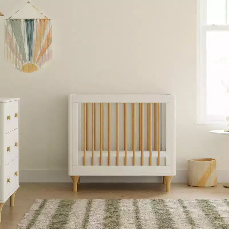 Babyletto Lolly Mini Culla e Lettino Singolo Convertibile 4-in-1 con Kit di Conversione per Lettino per Bambini - Bianco e Naturale
