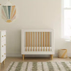 Babyletto Lolly Mini Culla e Lettino Singolo Convertibile 4-in-1 con Kit di Conversione per Lettino per Bambini - Bianco e Naturale