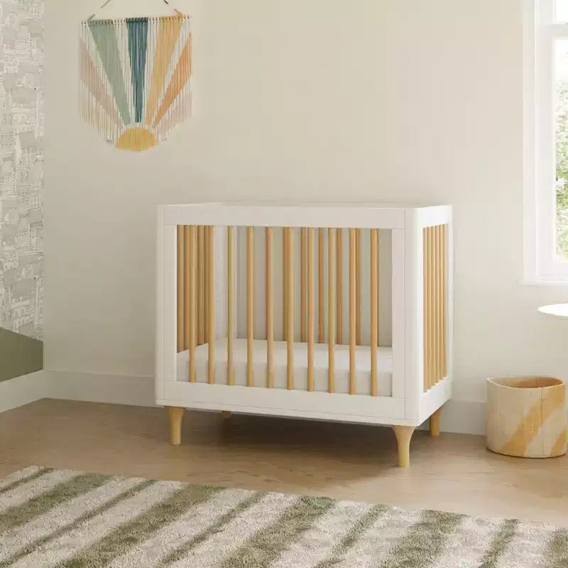Babyletto Lolly Mini Culla e Lettino Singolo Convertibile 4-in-1 con Kit di Conversione per Lettino per Bambini - Bianco e Naturale