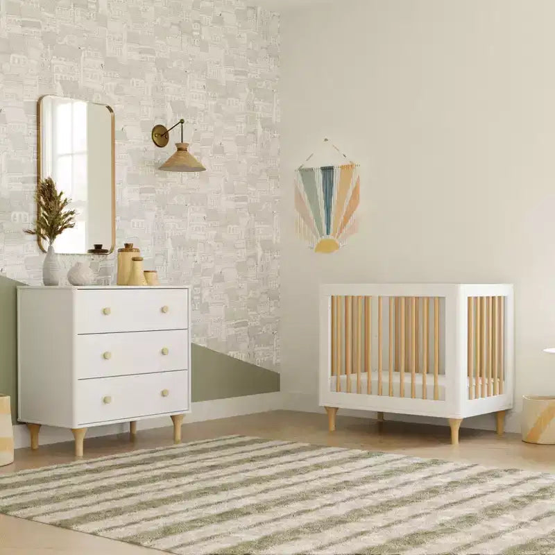 Babyletto Lolly Mini Culla e Lettino Singolo Convertibile 4-in-1 con Kit di Conversione per Lettino per Bambini - Bianco e Naturale