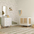Babyletto Lolly Mini Culla e Lettino Singolo Convertibile 4-in-1 con Kit di Conversione per Lettino per Bambini - Bianco e Naturale