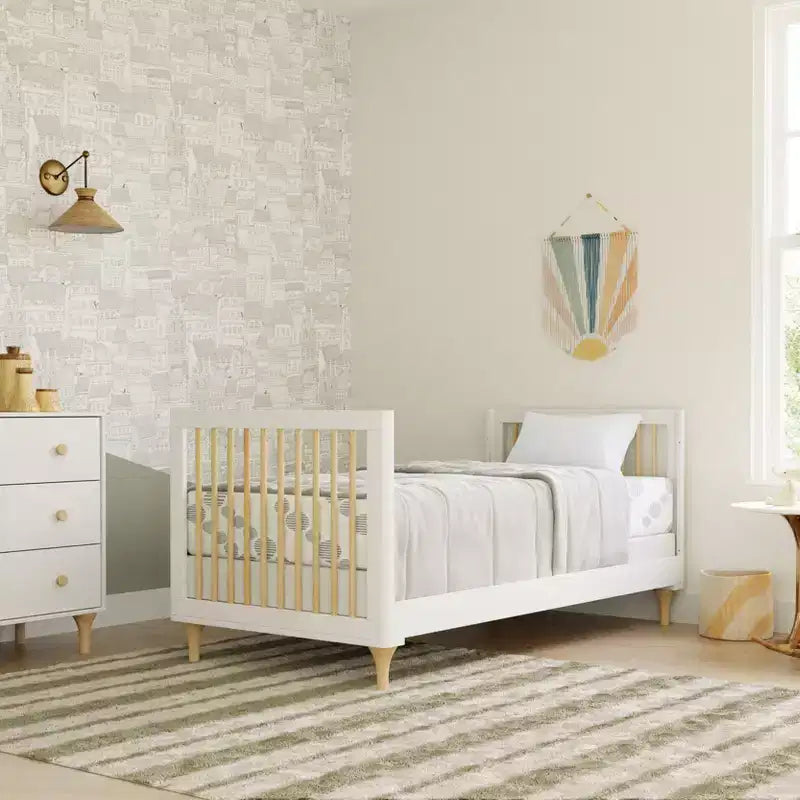 Babyletto Lolly Mini Culla e Lettino Singolo Convertibile 4-in-1 con Kit di Conversione per Lettino per Bambini - Bianco e Naturale