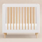 Babyletto Lolly Mini Culla e Lettino Singolo Convertibile 4-in-1 con Kit di Conversione per Lettino per Bambini - Bianco e Naturale