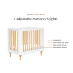 Babyletto Lolly Mini Culla e Lettino Singolo Convertibile 4-in-1 con Kit di Conversione per Lettino per Bambini - Bianco e Naturale