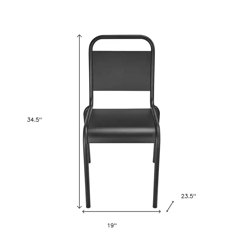 HomeRoots Set di due sedie da pranzo impilabili da esterno in alluminio nero