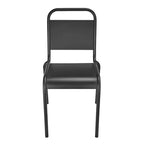 HomeRoots Set di due sedie da pranzo impilabili da esterno in alluminio nero