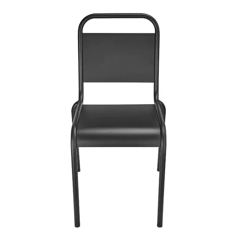 HomeRoots Set di due sedie da pranzo impilabili da esterno in alluminio nero