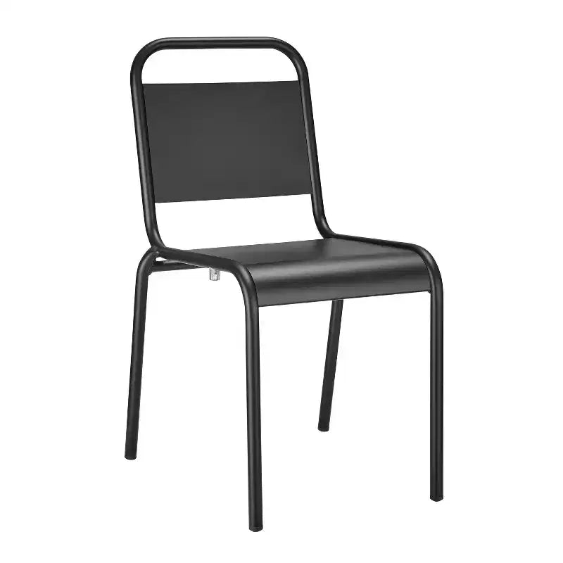 HomeRoots Set di due sedie da pranzo impilabili da esterno in alluminio nero